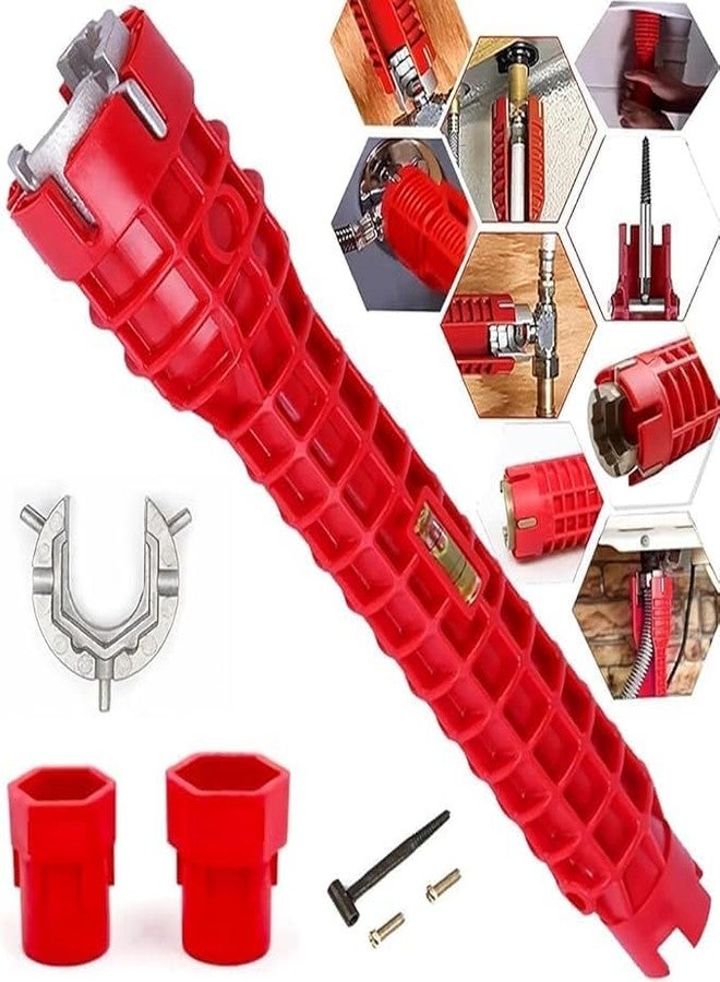 Bitnex مفتاح ربط متعدد الوظائف 8 في 1 من Bitnex، مناسب لحنفيات وأحواض المطبخ، أدوات سباكة، أدوات سباكة متعددة الأغراض، مفتاح ربط حنفيات، مفاتيح سباكة لإزالة أنابيب ومصارف أحواض الاستحمام - Image 1